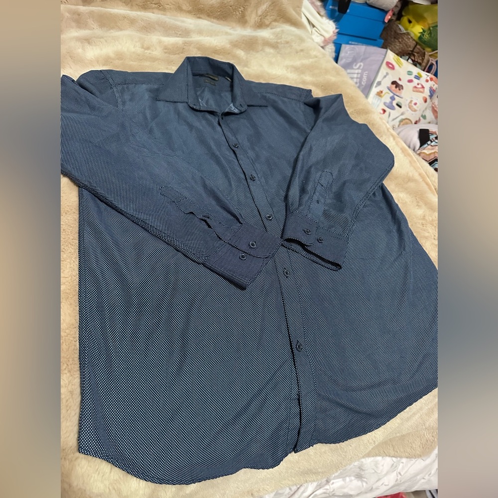 Black Label by Ruffini Navy Dress Shirt M